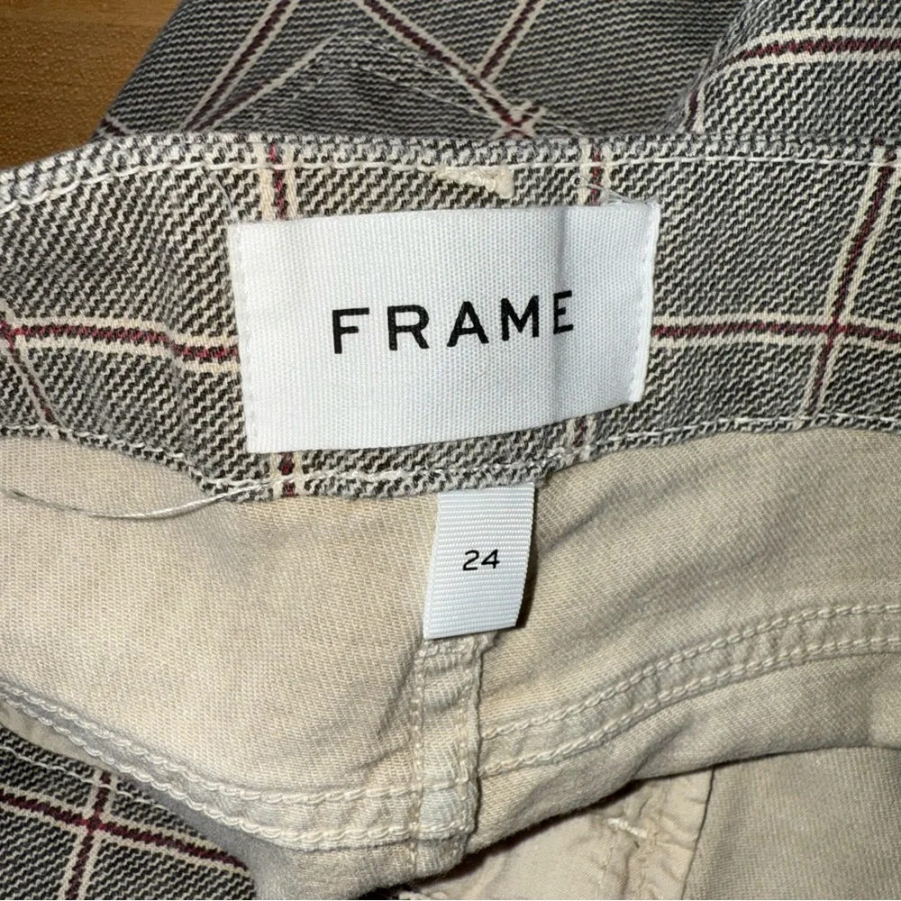 Frame Denim Le Crop Mini Boot Plaid Pants Black Size 24